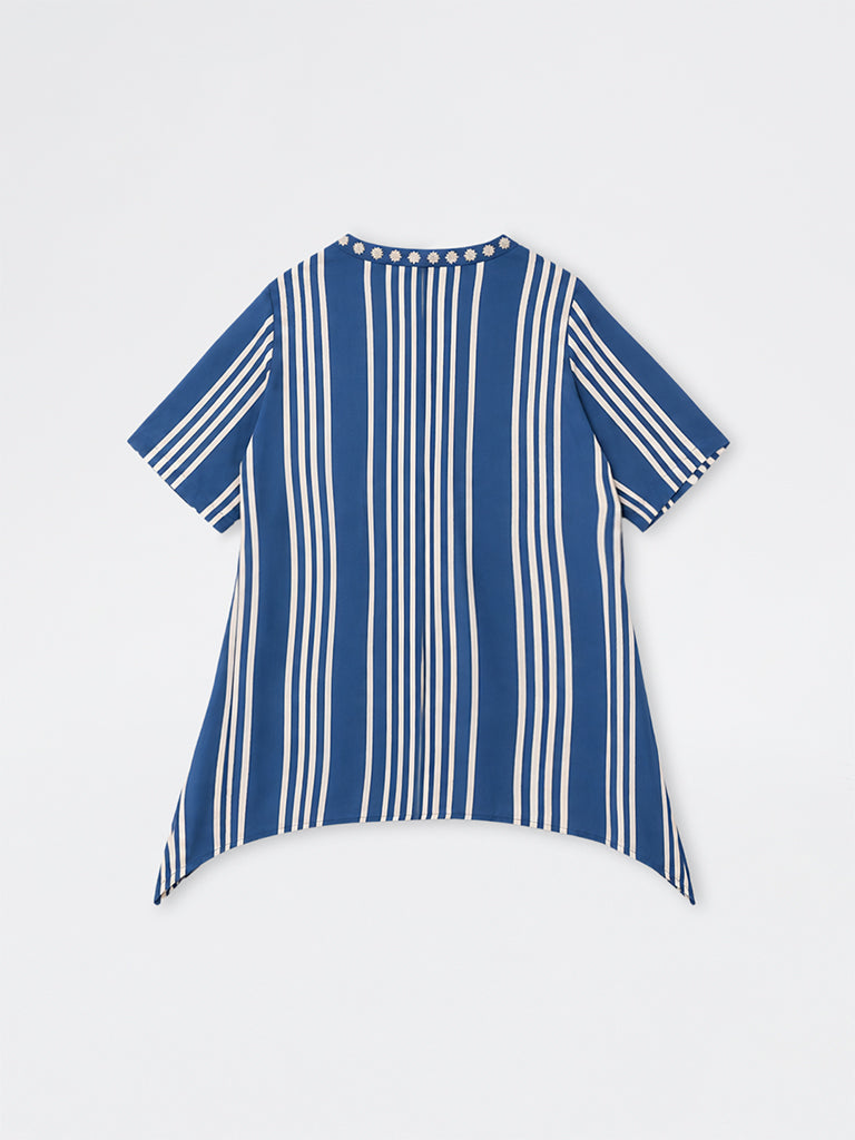 Diza Blue Striped Printed Tunic