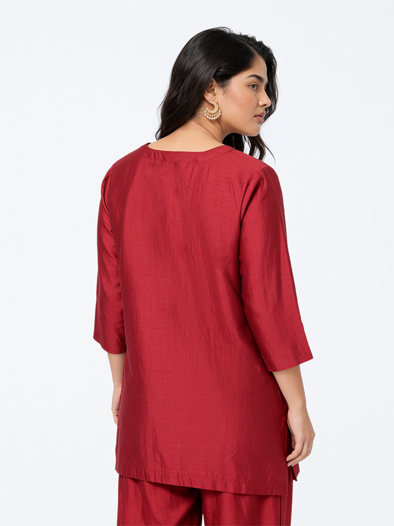 Diza Red Solid Tunic