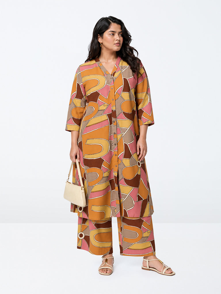 Diza Multicolour Abstract Printed A-Line Kurta