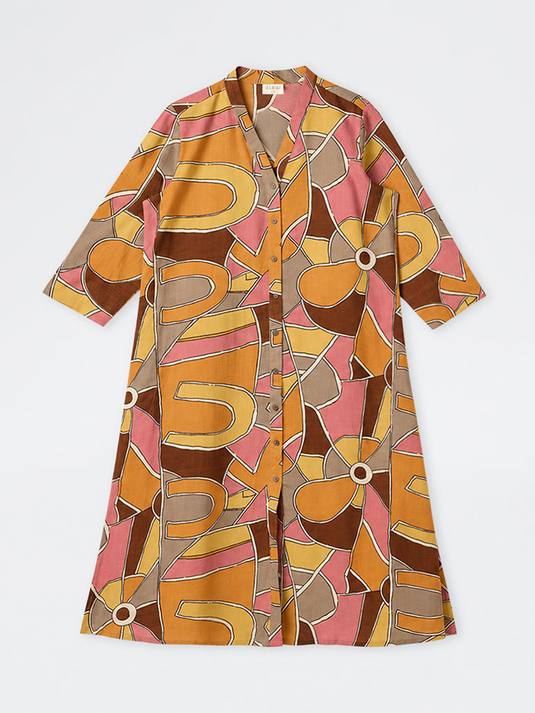 Diza Multicolour Abstract Printed A-Line Kurta