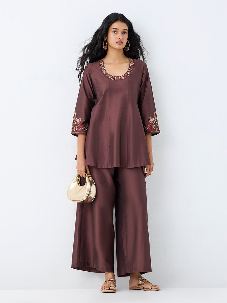 Utsa Brown Solid Pants