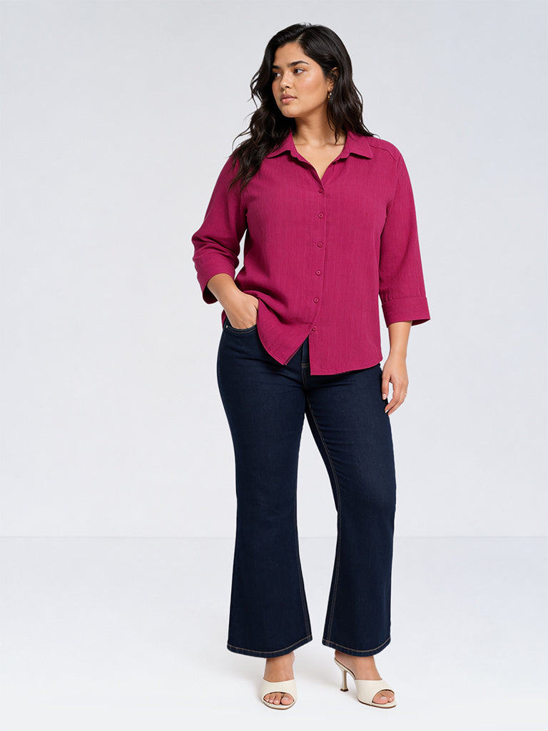Gia Fuchsia Textured Shirt