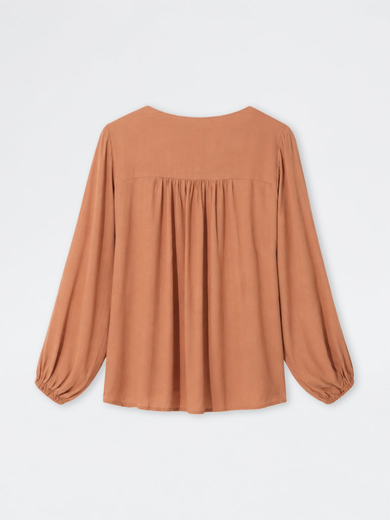 Gia Orange Solid Blouse