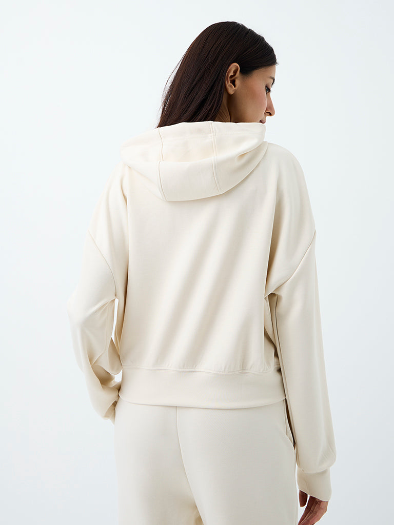 Nuoflexx Off-White Text Embroidered Hooded Jacket