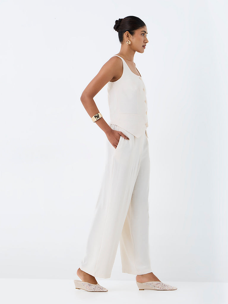 Wardrobe Off-White Solid Waistcoat