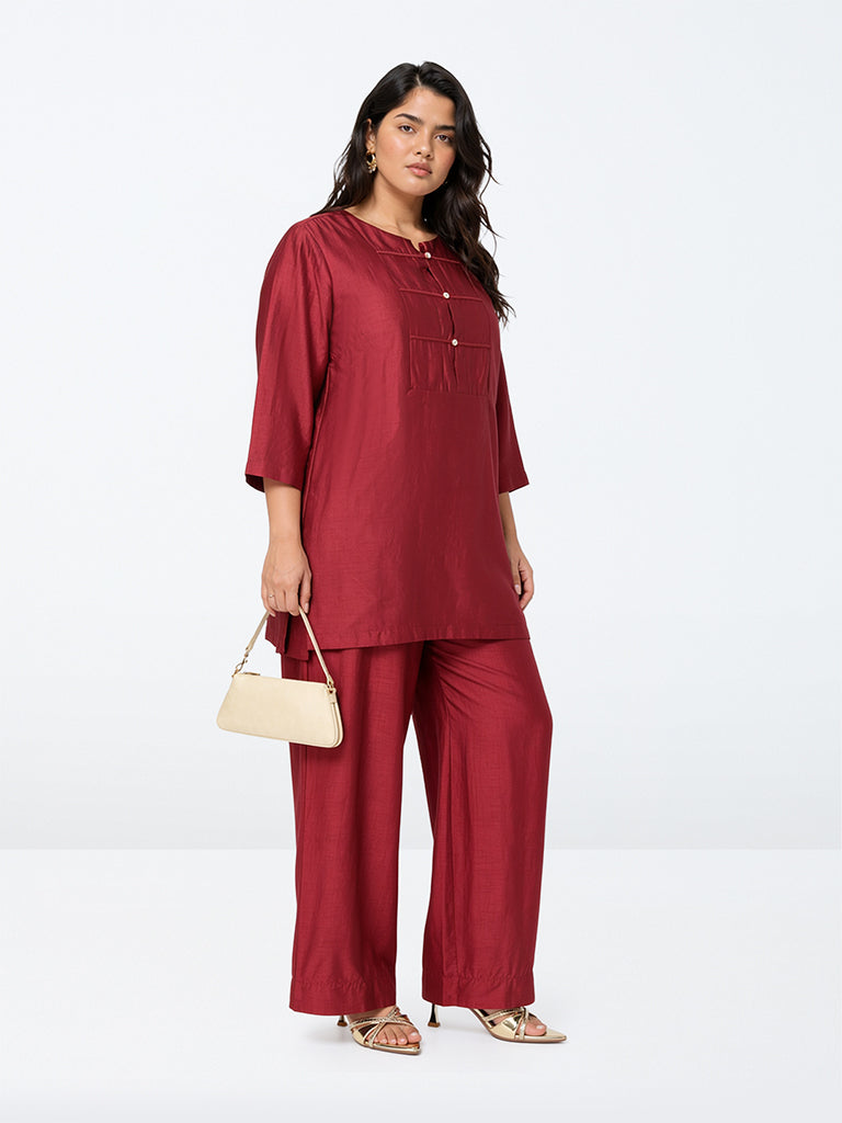 Diza Red Solid Pants