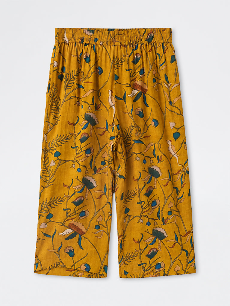 Diza Mustard Kalamkari Floral Pants