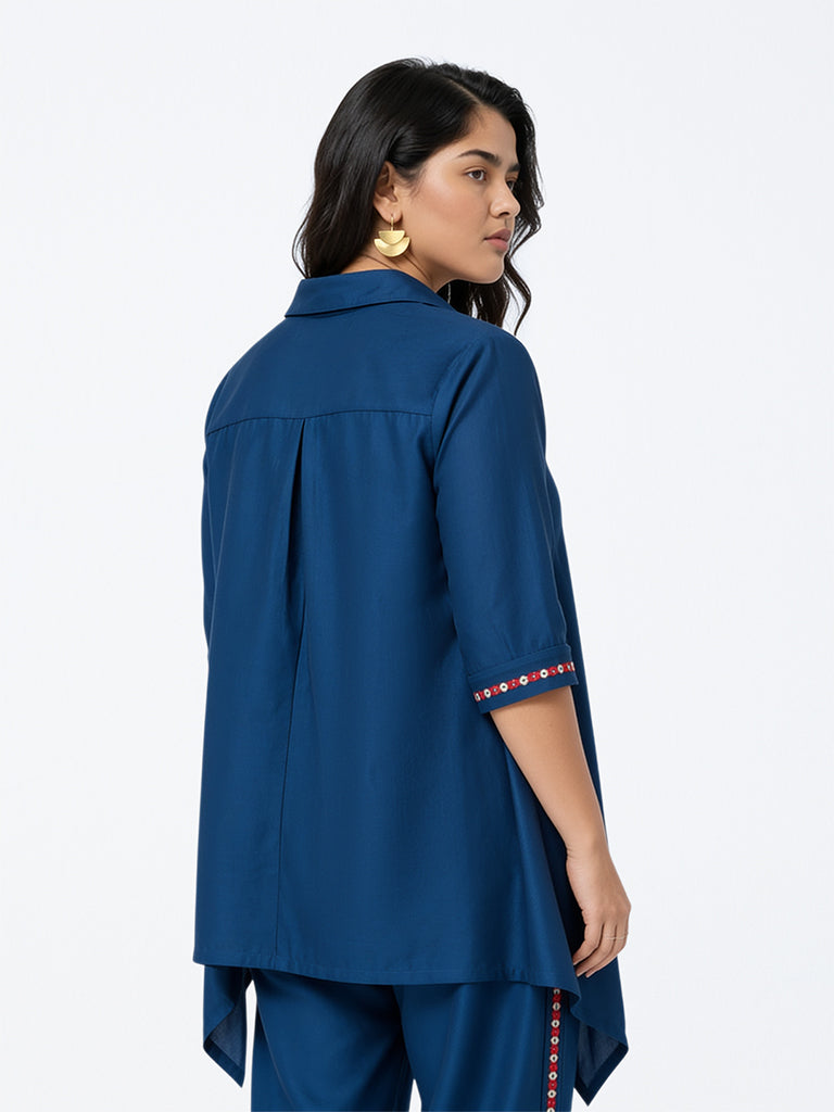Diza Dark Blue Embroidered Tunic