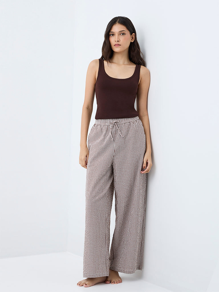 Wunderlove Dark Brown Solid Cotton-blend Camisole