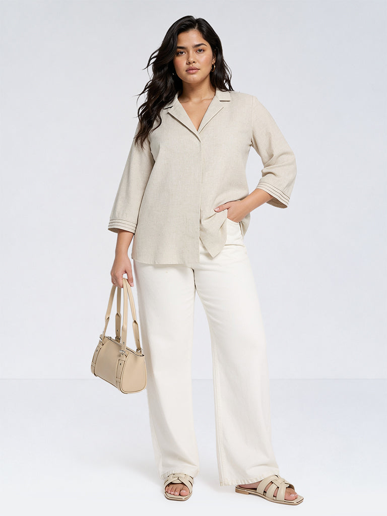Gia Off-White Solid Blouse