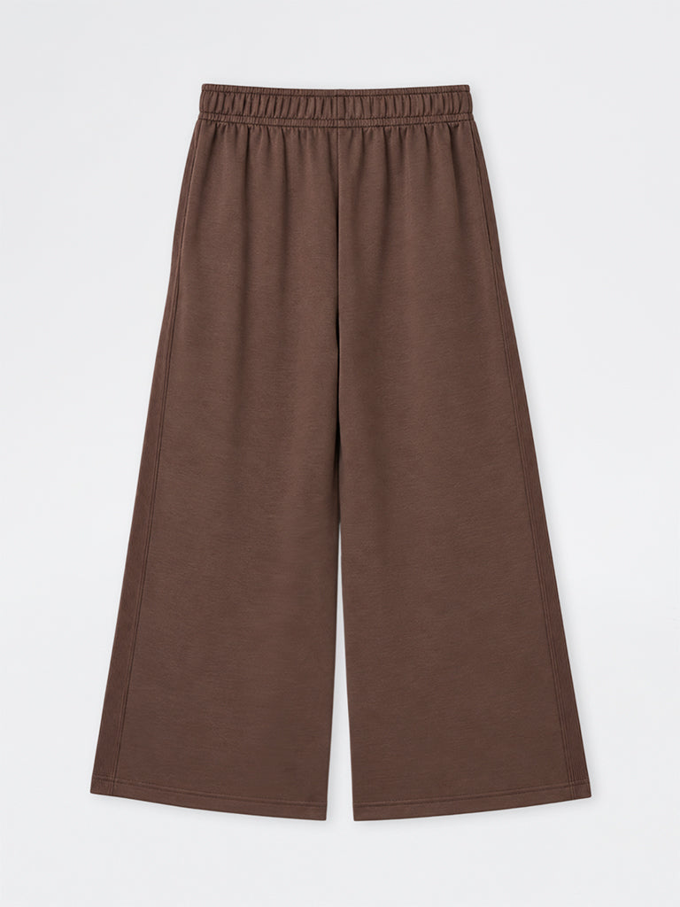 Gia Dark Brown Solid High-Rise Trousers
