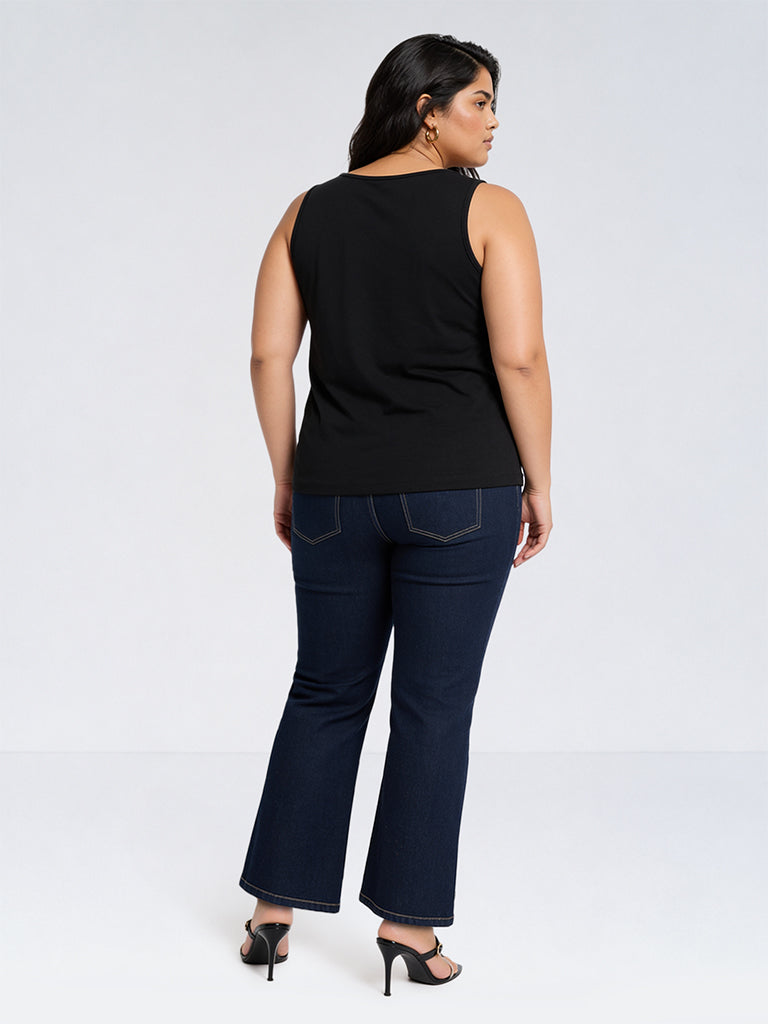 Gia Dark-Blue-Wash High-Waist Bootcut Fit Jeans