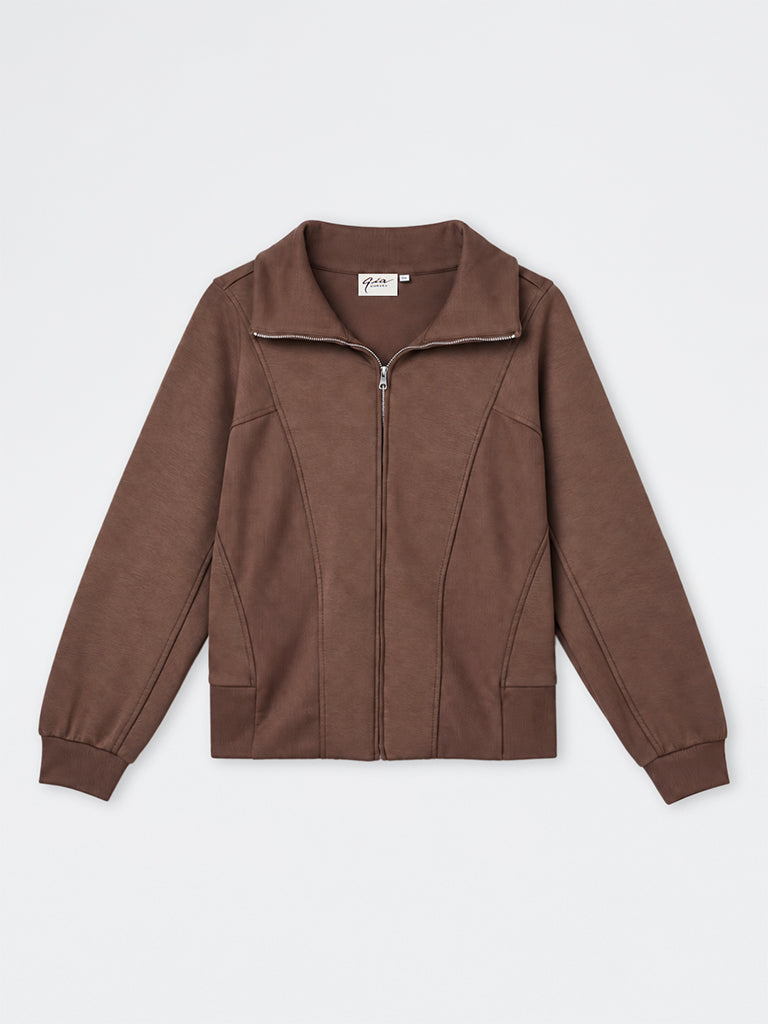 Gia Dark Brown Panelled Jacket