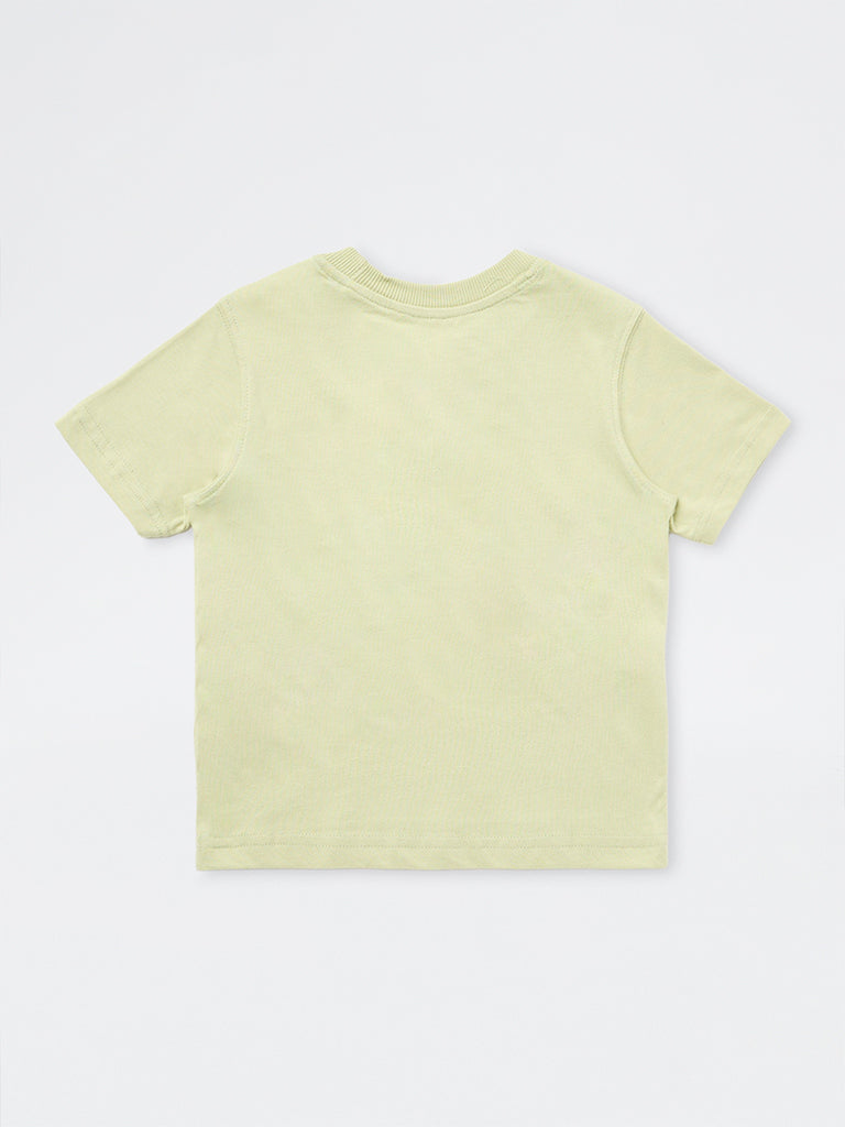 HOP Kids Boys Sage Typographic Cotton T-Shirt