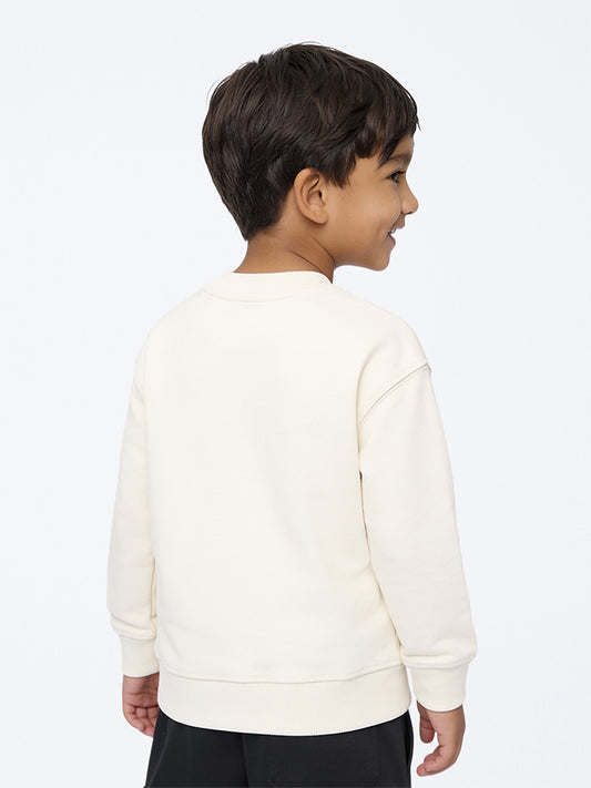 HOP Kids Boys Off-White Printed Cotton Sweatshirt