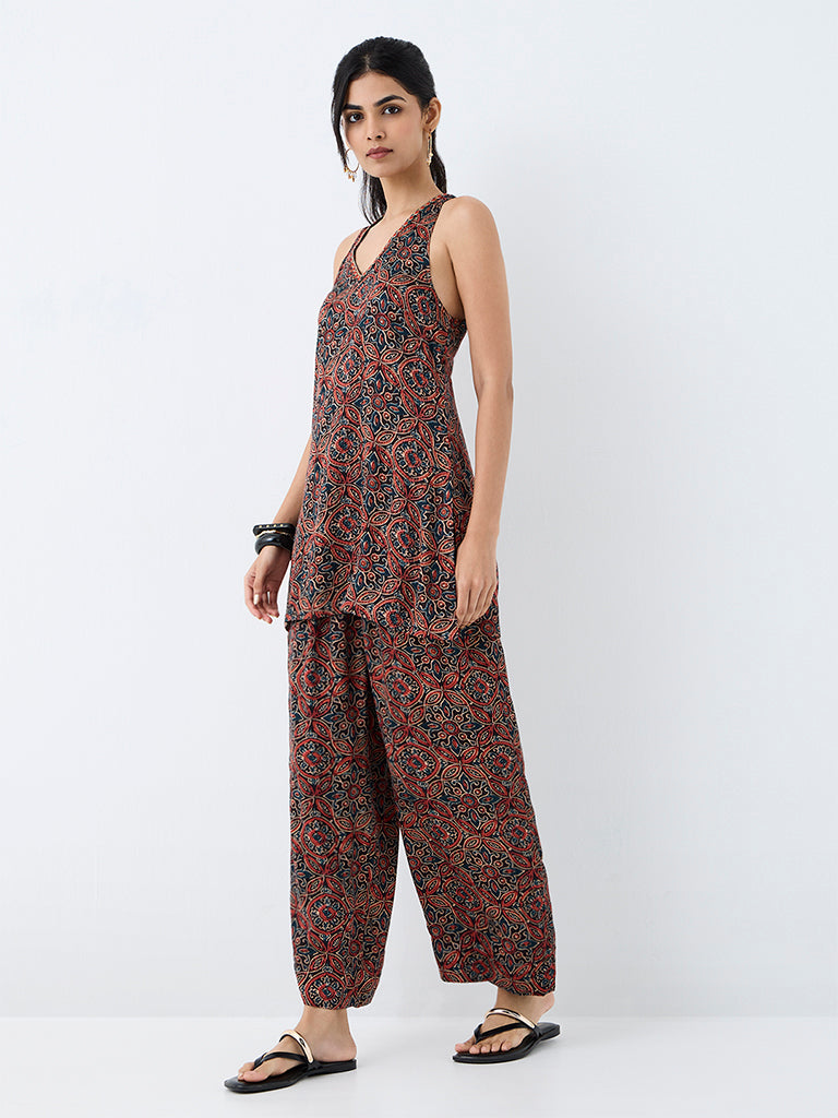 Utsa Red Floral Printed Tunic