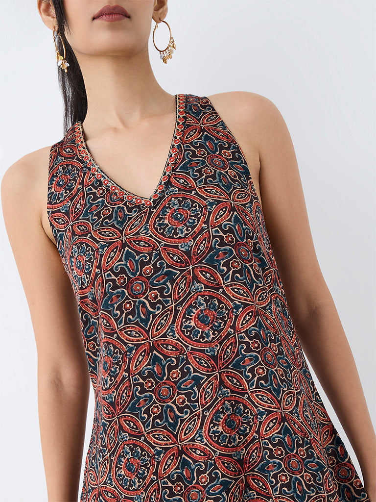 Utsa Red Floral Printed Tunic