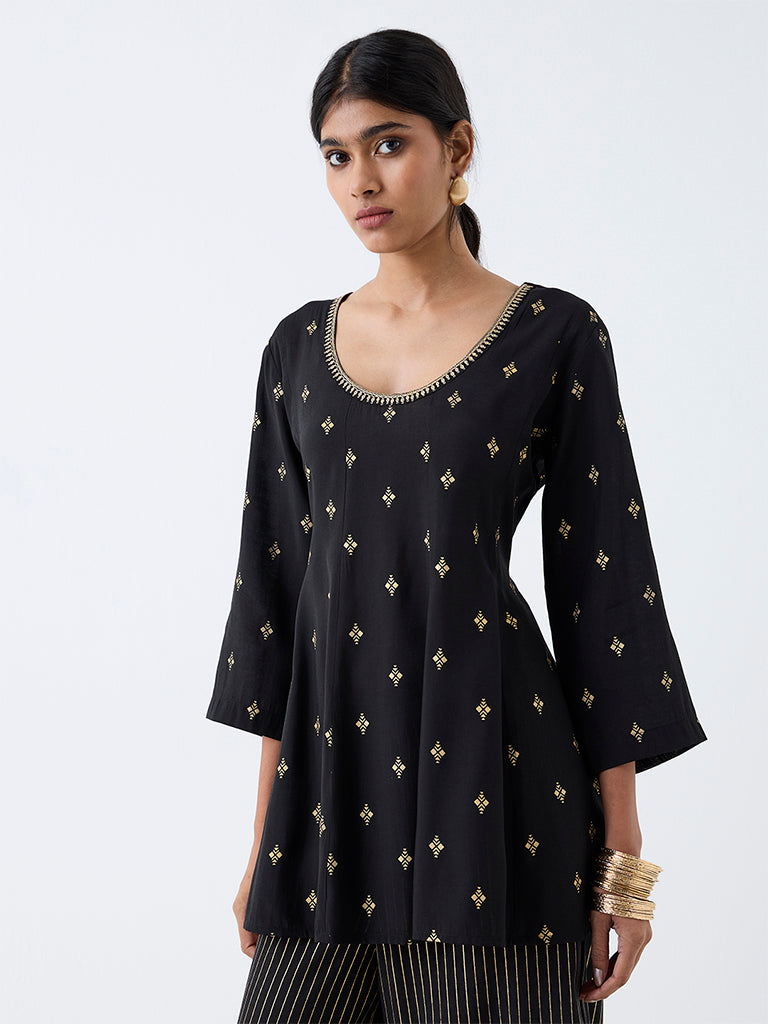 Utsa Black Printed Tunic