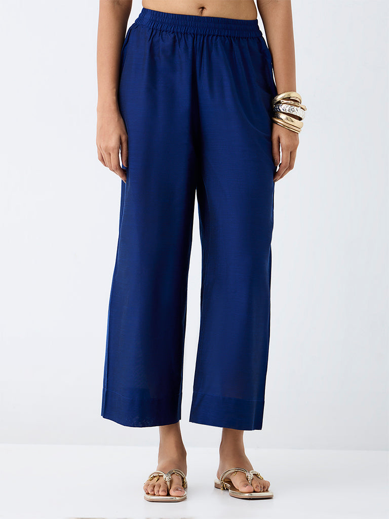 Utsa Blue Solid Pants
