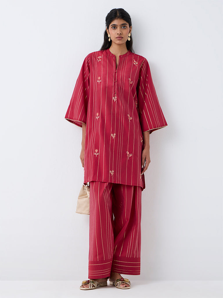 Utsa Red Striped Pants