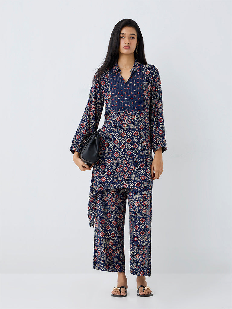 Utsa Indigo Ajrakh-Inspired Pants