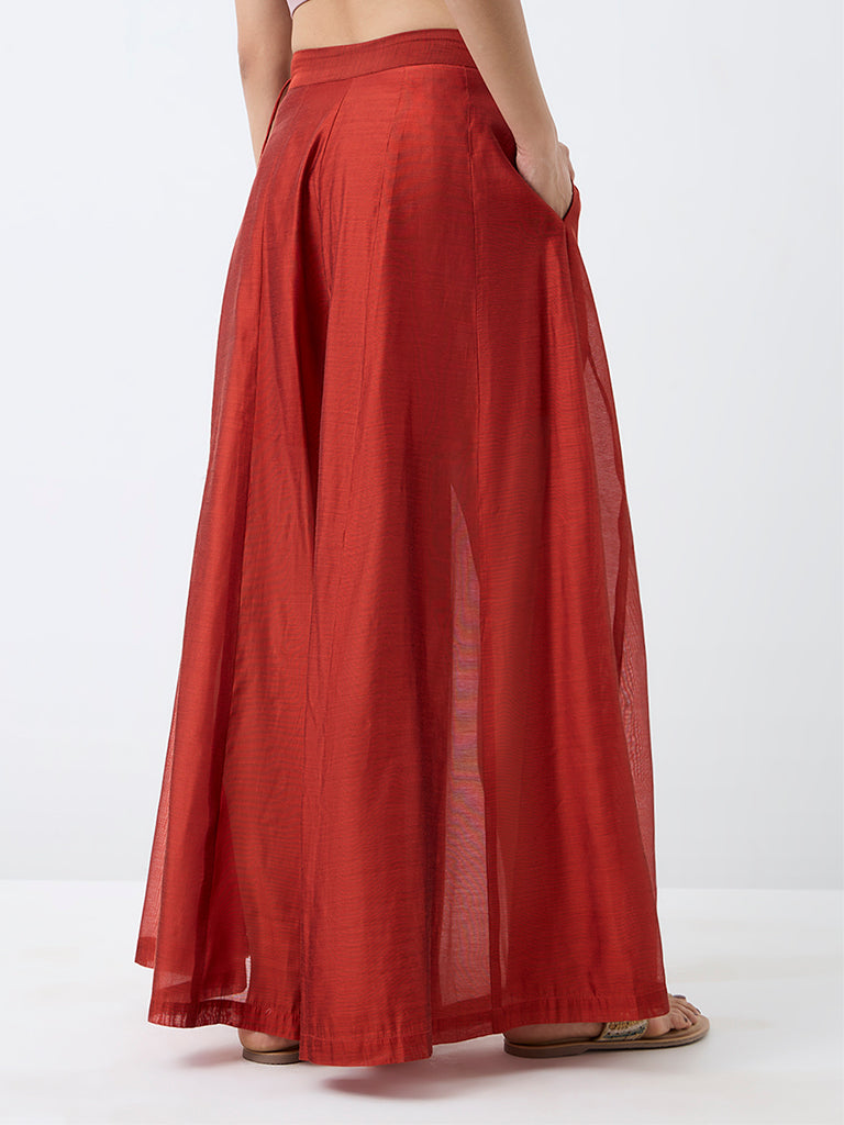 Utsa Orange Solid Palazzos