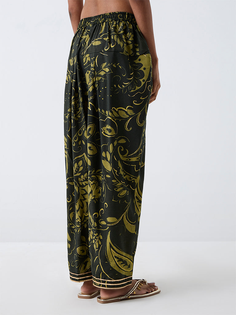 Utsa Lime Botanical Printed Farshi Salwar