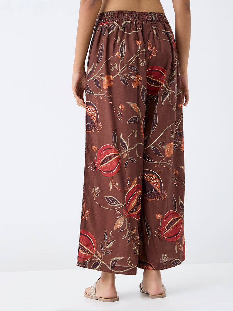 Utsa Brown Anar Printed Pants