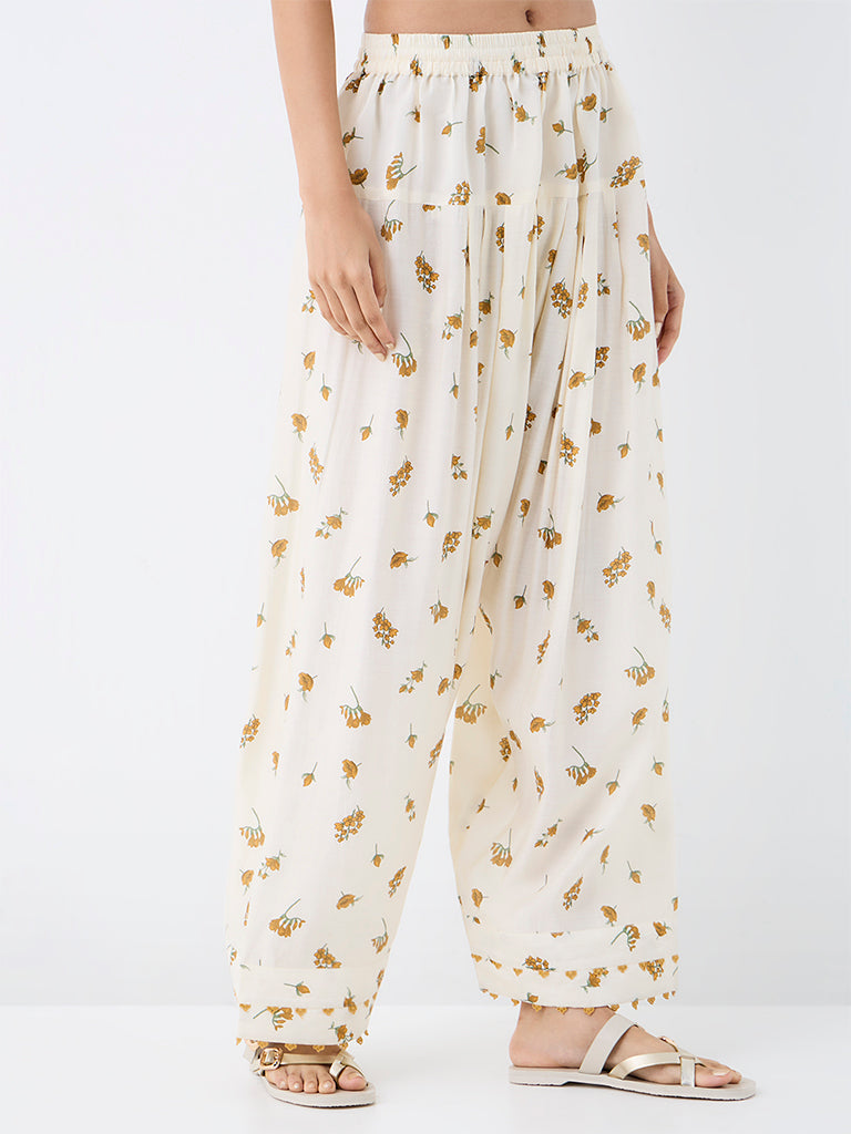 Utsa Off-White Floral Printed Salwar