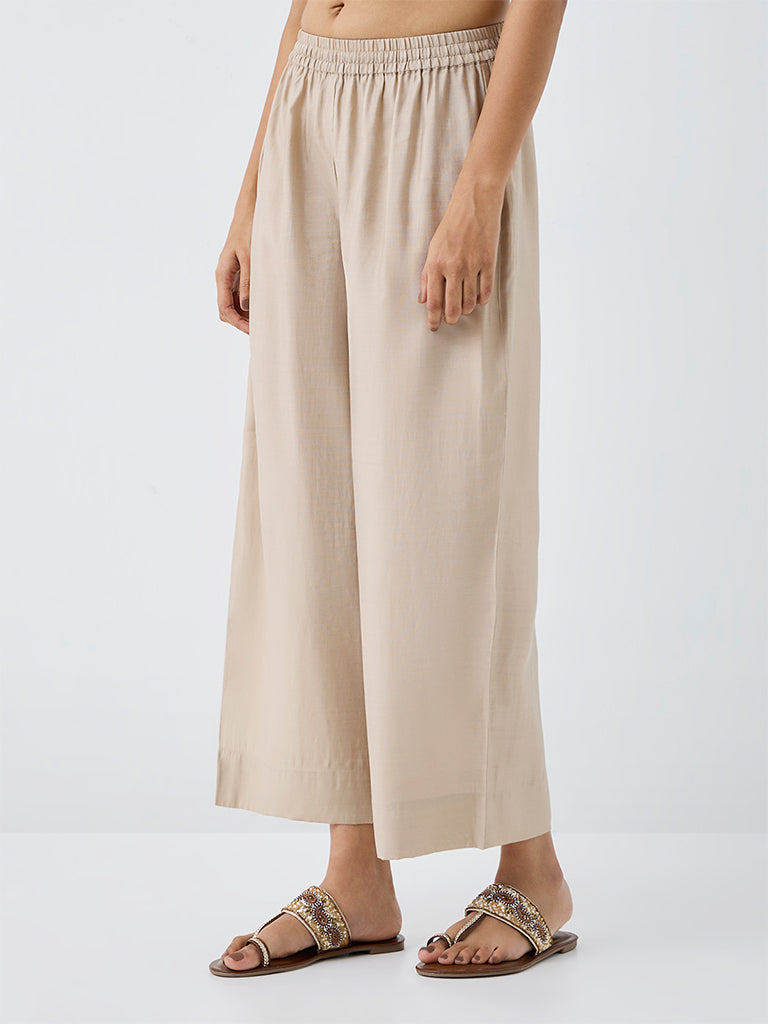 Utsa Taupe Solid Pants