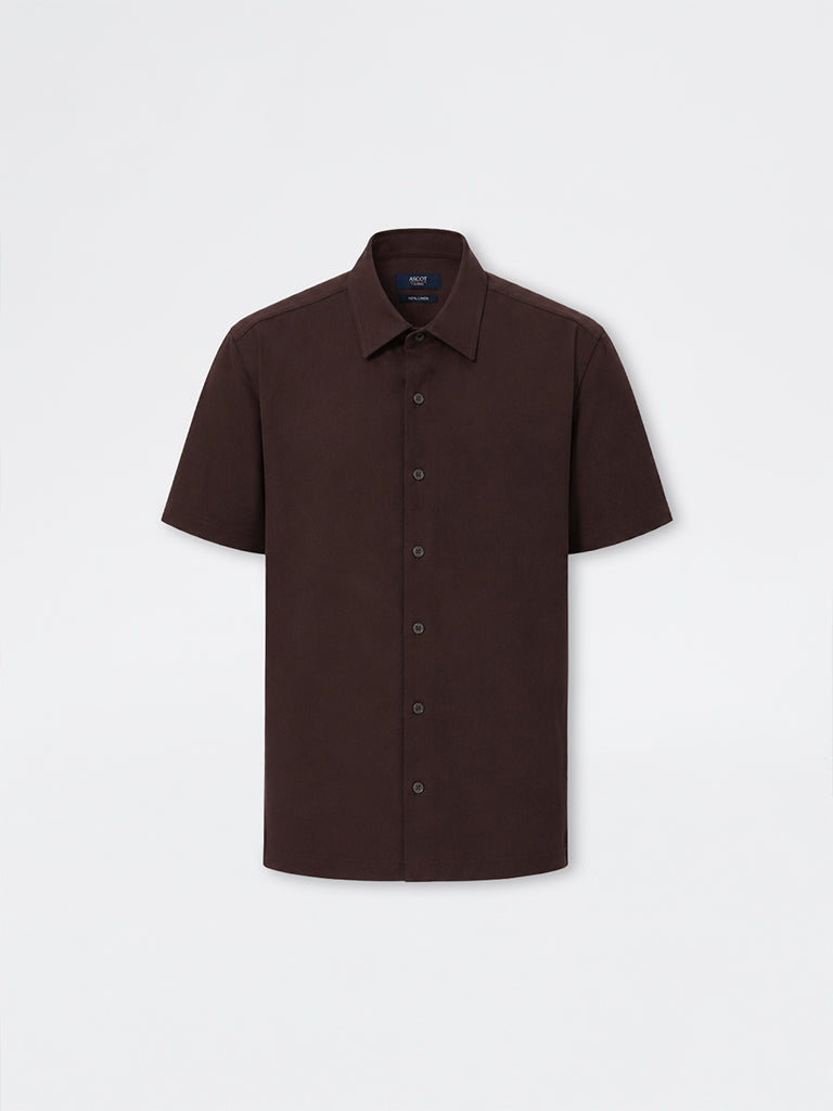 Ascot Dark Brown Solid Relaxed-Fit Shirt