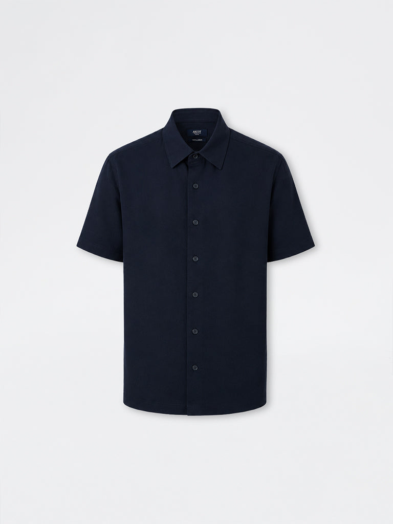 Ascot Navy Solid Relaxed-Fit Shirt