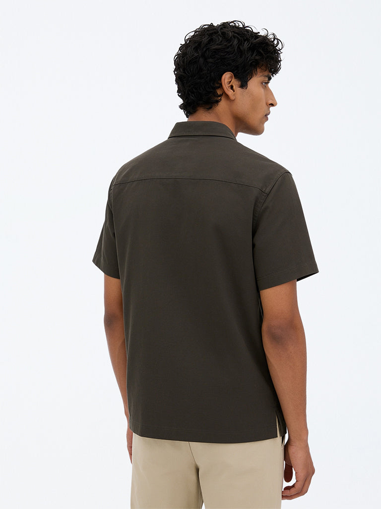 Ascot Dark Olive Solid Relaxed-Fit Shirt