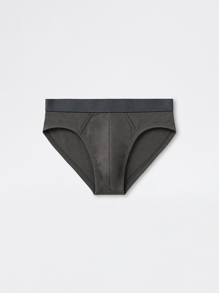 WES Lounge Charcoal Striped Relaxed-Fit Cotton Briefs - Pack of 3