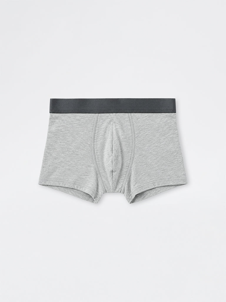 WES Lounge Grey Melange Relaxed-Fit Cotton-Blend Trunks -Pack of 3