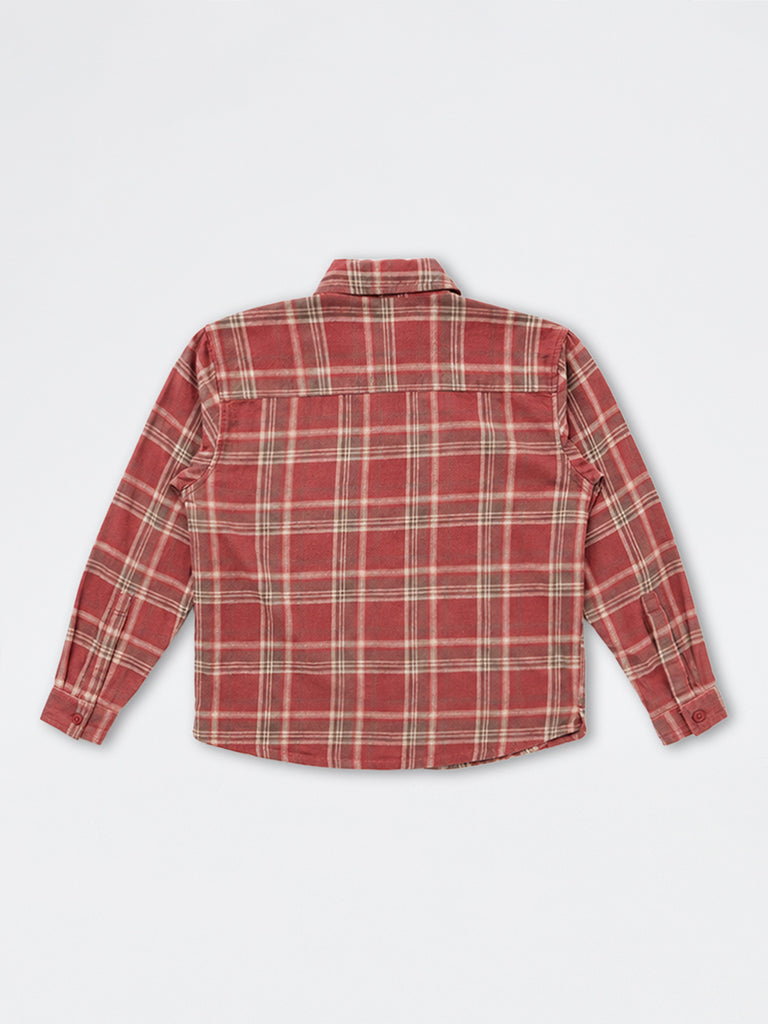 Boys Red Checkered Cotton Shirt