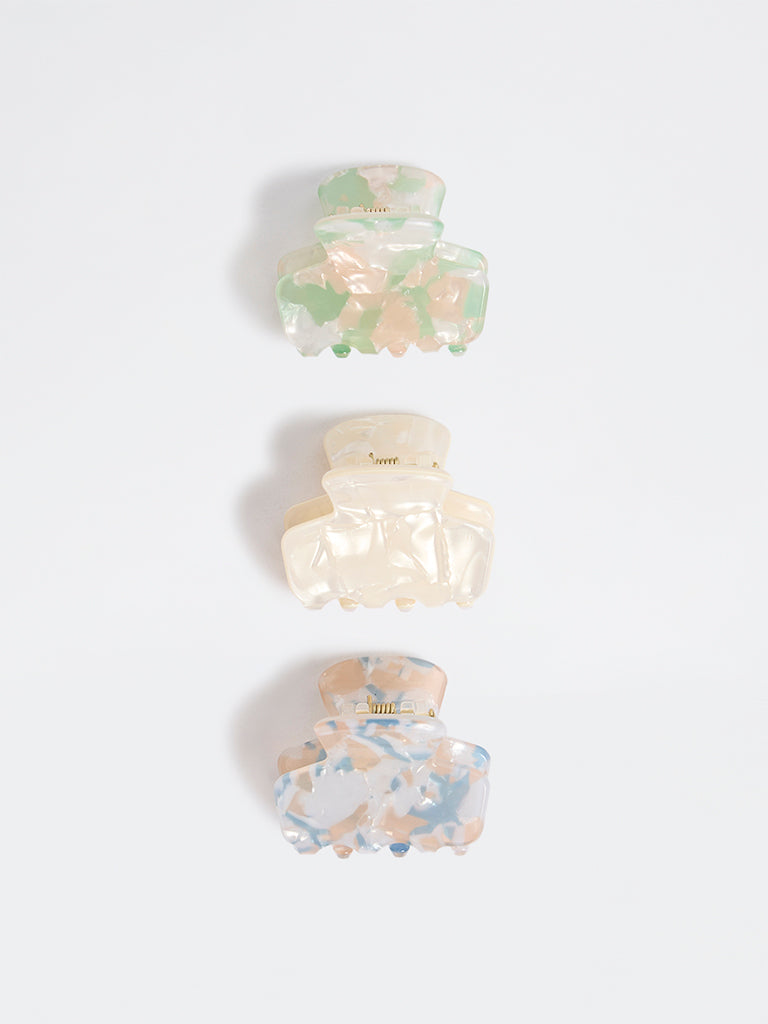 Westside Accessories Multicolour Fancy Mini Hair Buckle Clips  - Pack of 3