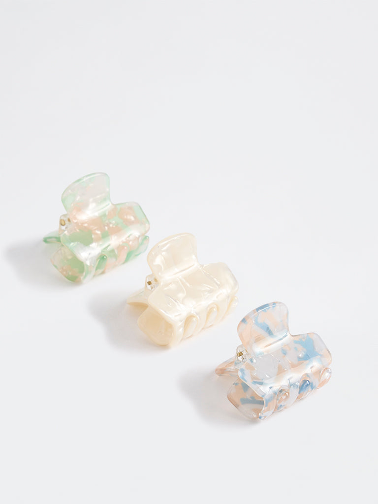 Westside Accessories Multicolour Fancy Mini Hair Buckle Clips  - Pack of 3