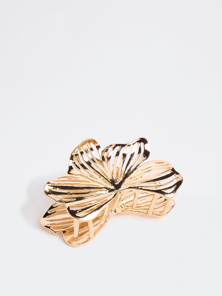 Westside Accessories Gold Floral Hair Buckle Clip