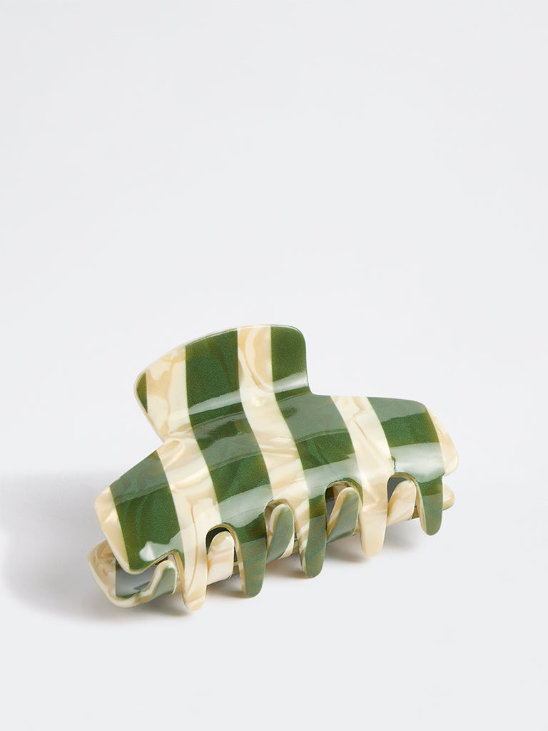 Westside Accessories Green Striped Hair Buckle Clip