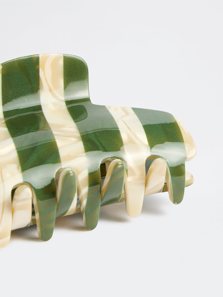 Westside Accessories Green Striped Hair Buckle Clip