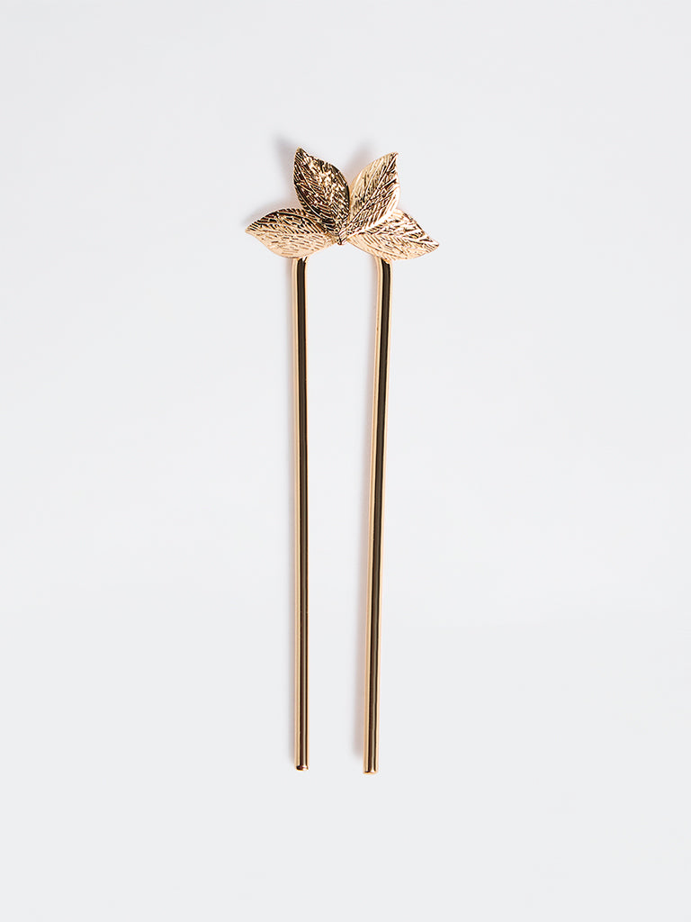 Westside Accessories Gold Floral Design Hair Stick Clip