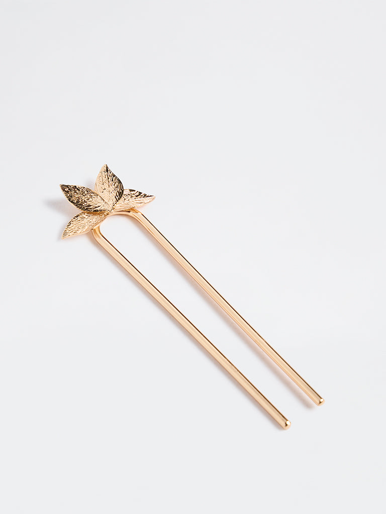 Westside Accessories Gold Floral Design Hair Stick Clip