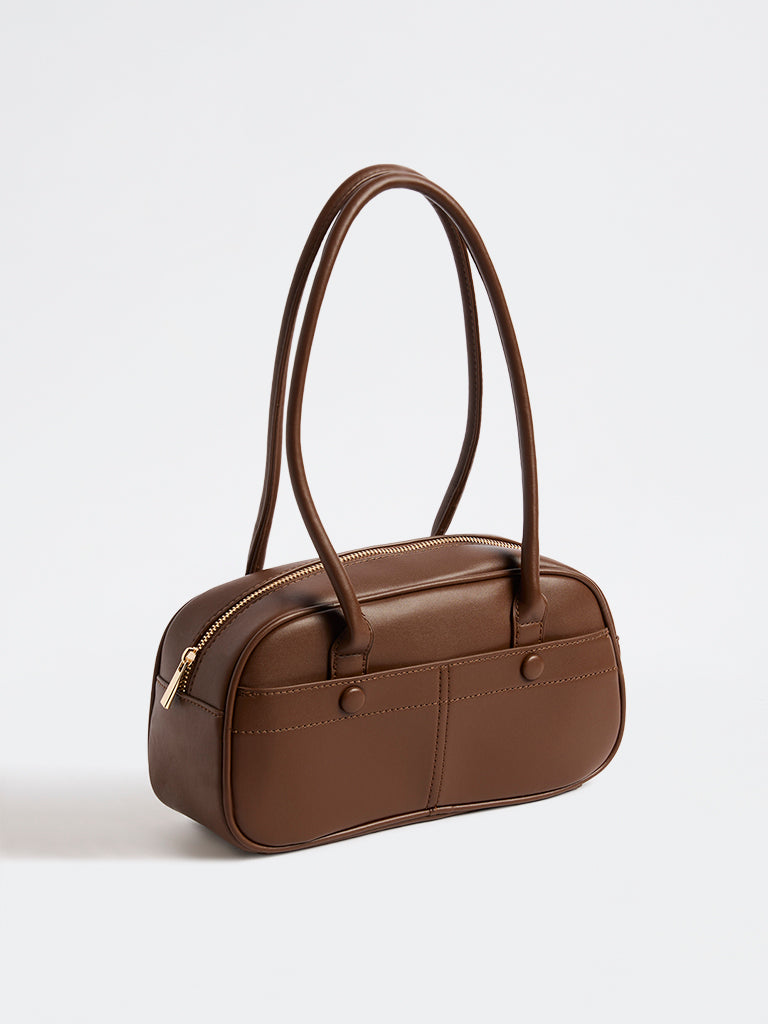 Westside Brown Solid Bowling Bag
