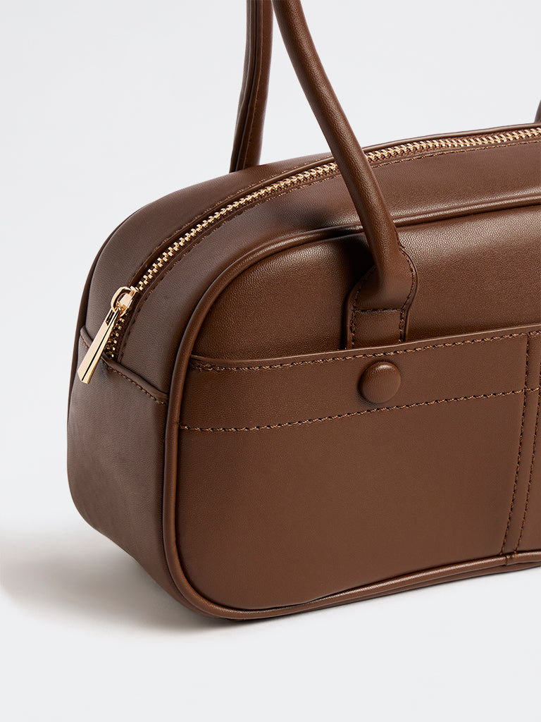 Westside Brown Solid Bowling Bag