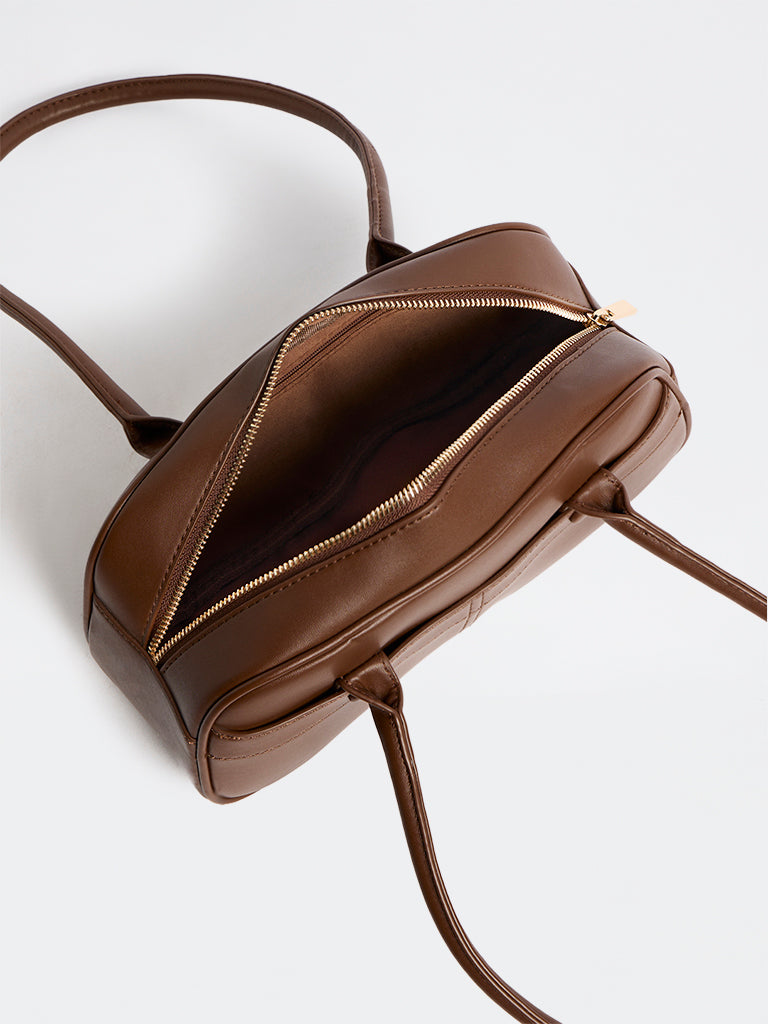 Westside Brown Solid Bowling Bag