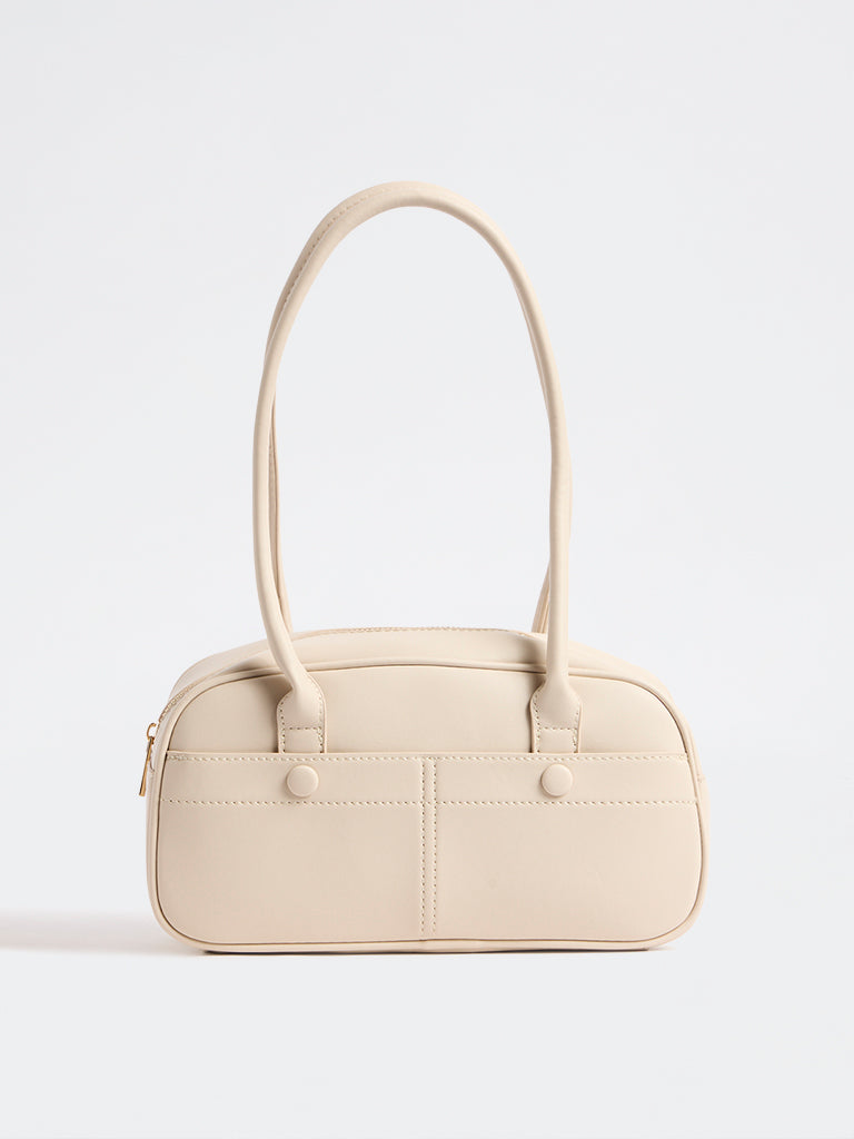 Westside Off-White Solid Bowling Bag