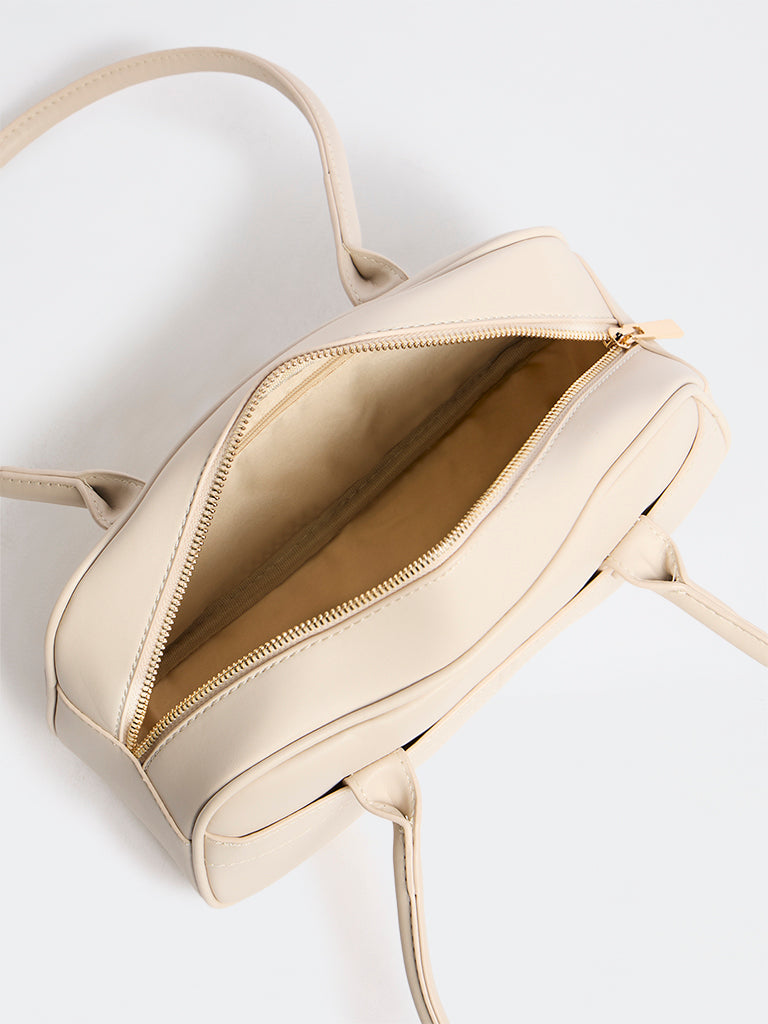 Westside Off-White Solid Bowling Bag