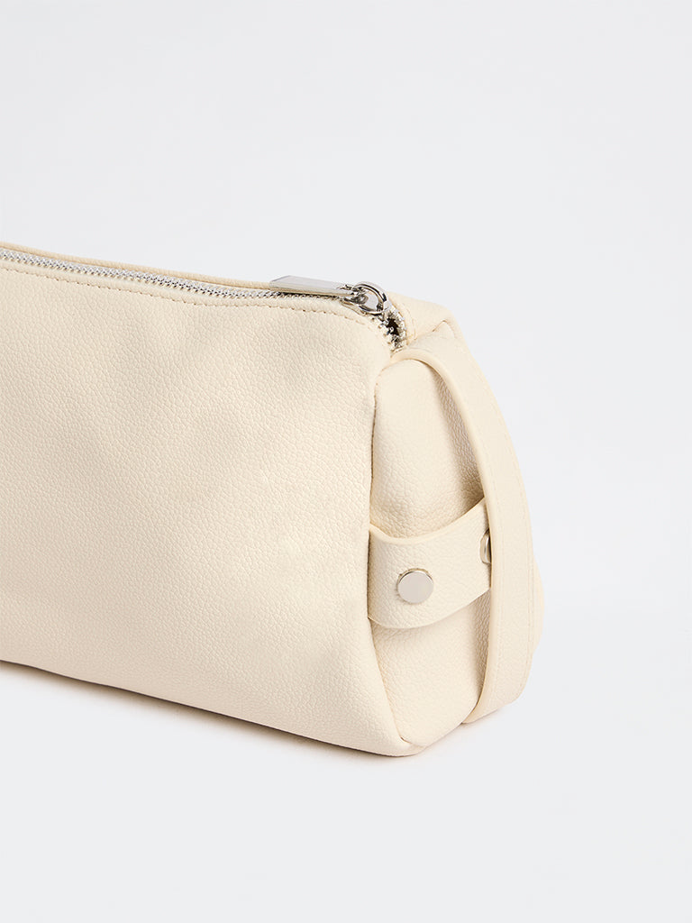 Westside Off-White Textured Stud-Detail Sling Bag