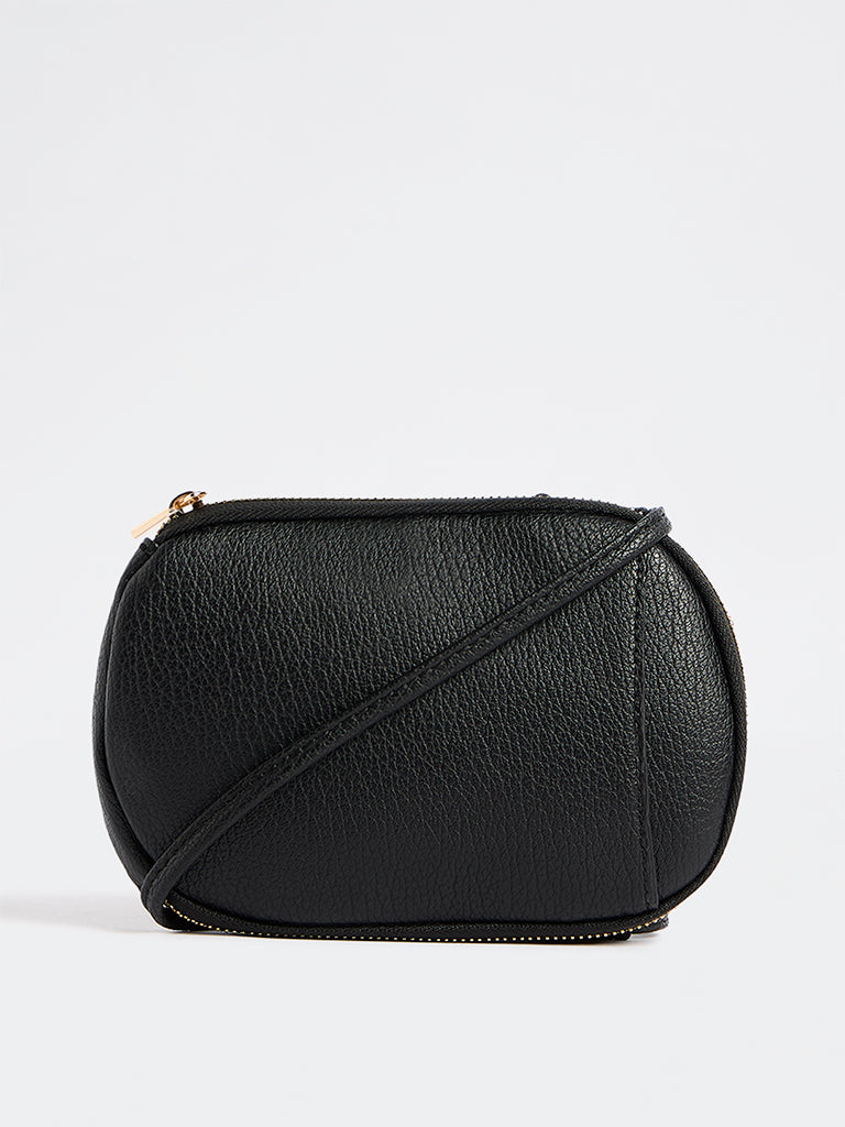 Westside Black Textured Phone Sling Bag